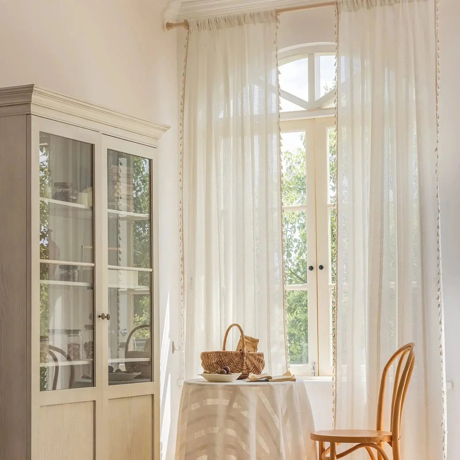 Slumblr® Jacquard Hollow White Tulle Curtains Slumblr