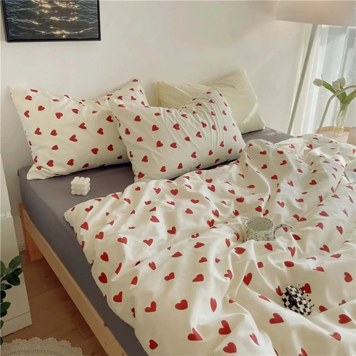 Slumblr® Korean Style Love Heart Bedding Set 4pcs Slumblr