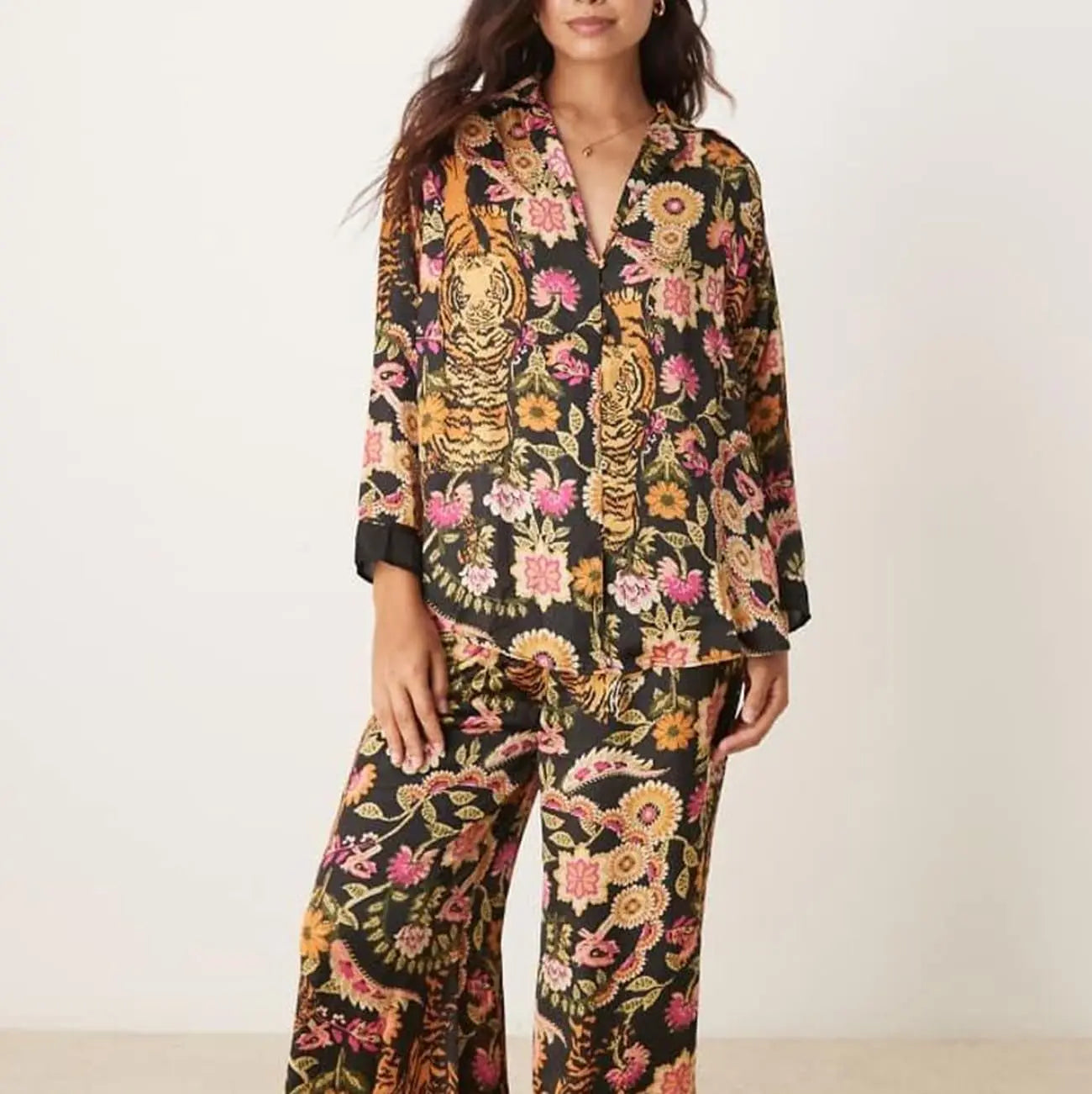 Slumblr® Satin Floral Western Pajama Set Slumblr