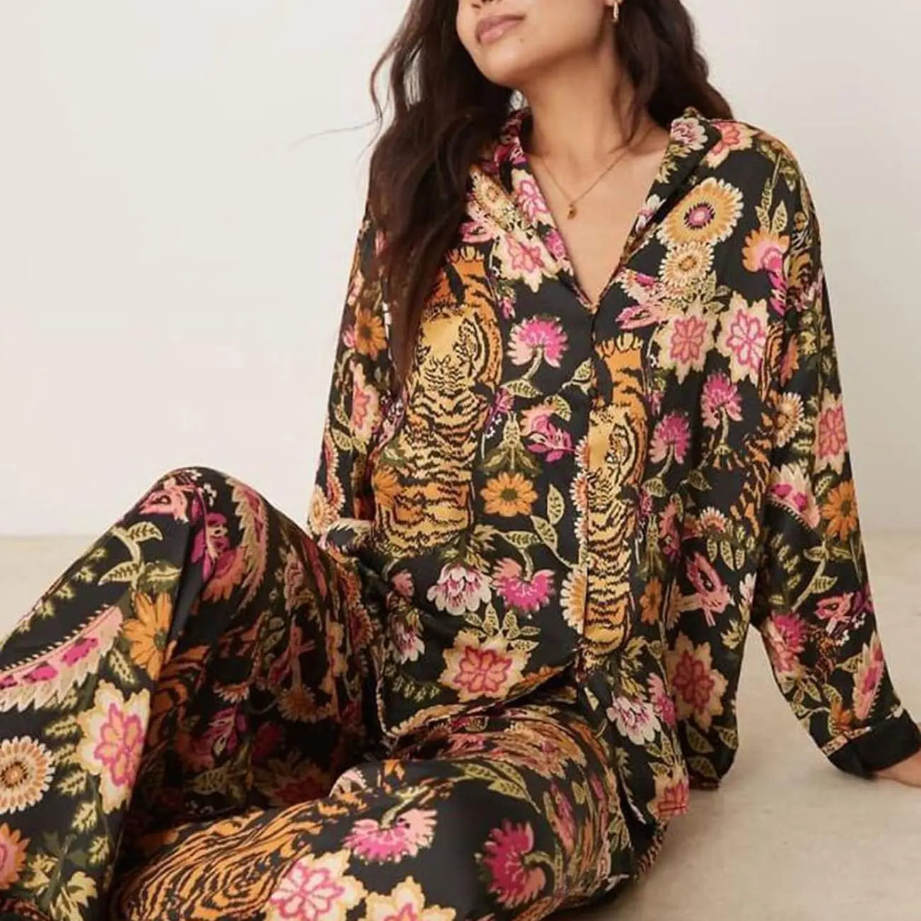 Slumblr® Satin Floral Western Pajama Set Slumblr