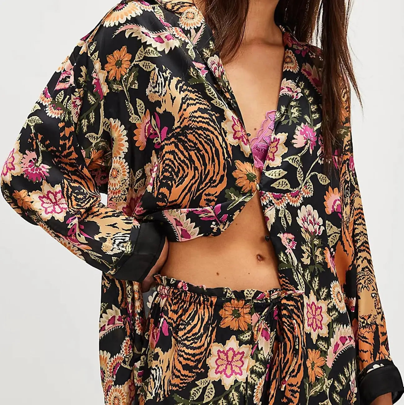 Slumblr® Satin Floral Western Pajama Set Slumblr