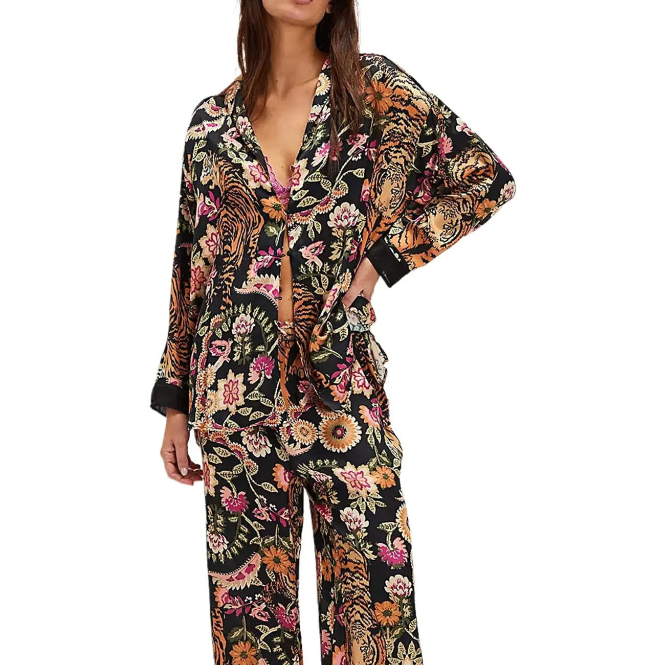 Slumblr® Satin Floral Western Pajama Set Slumblr