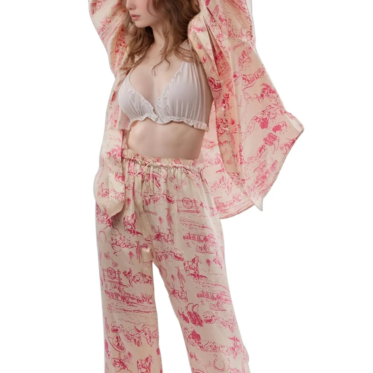 Slumblr® Satin Floral Western Pajama Set Slumblr