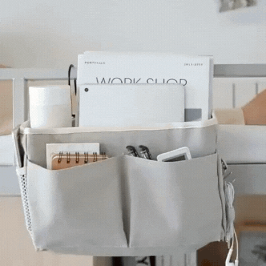 Slumblr® Hanging Cotton Linen Bedside Storage Bag Slumblr