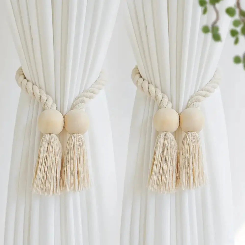 Slumblr® Wooden Bead Curtain Tiebacks (2 Pcs) Slumblr
