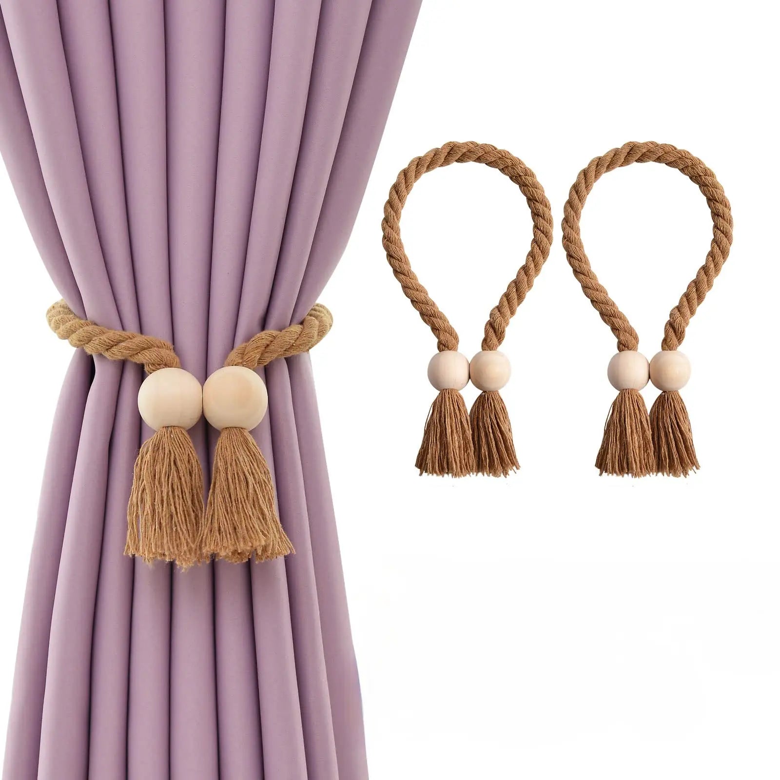 Slumblr® Wooden Bead Curtain Tiebacks (2 Pcs) Slumblr