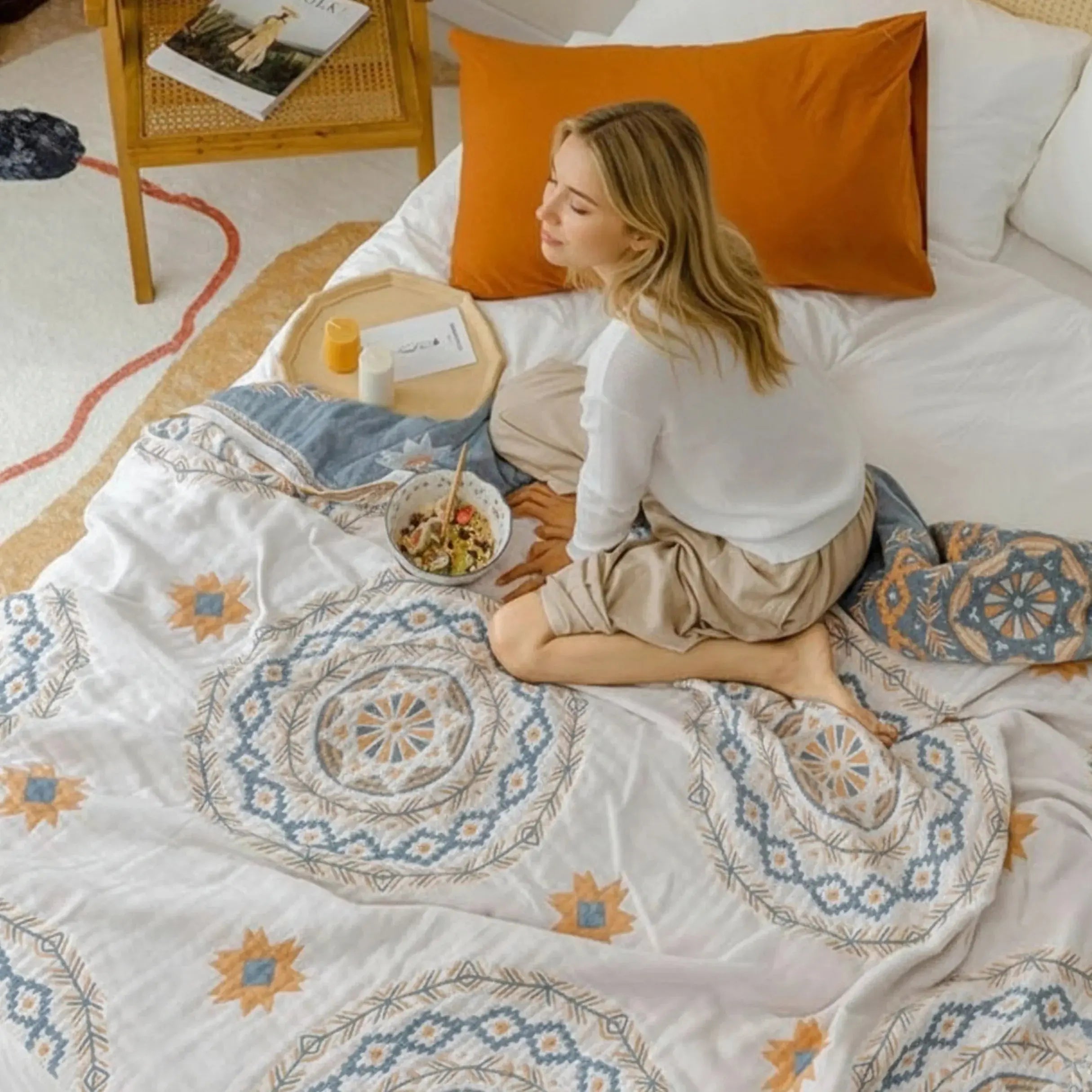 Slumblr® Nordic Cotton Gauze Boho Throw Blanket Slumblr