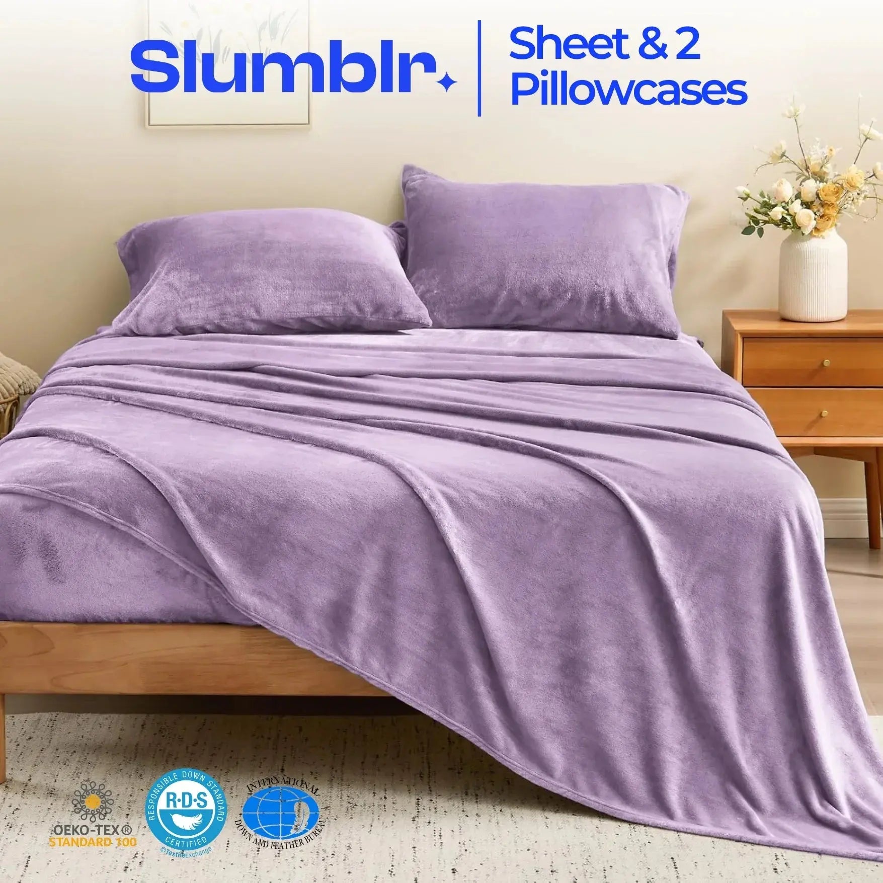 Slumblr® Flannel Fleece Bedding Set (Sheet & 2 Pillowcases) Slumblr