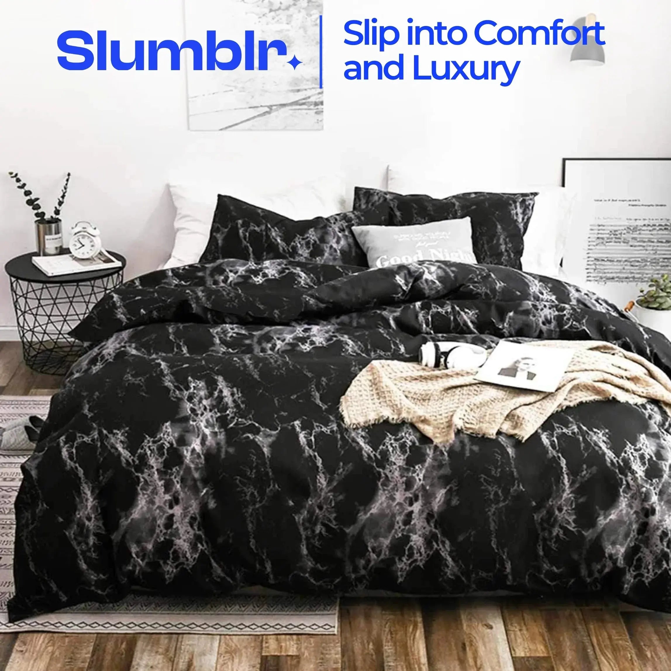 Slumblr® 3pcs Marble Print Duvet Cover Set Slumblr