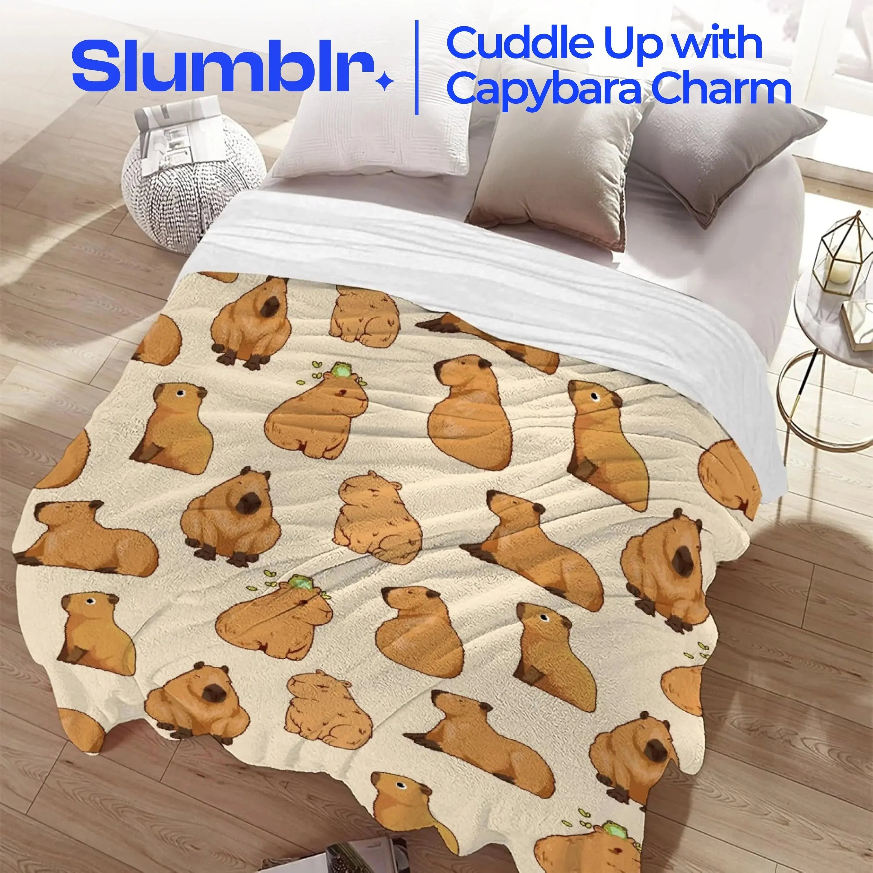 Slumblr® Capybara Print Plush Flannel Blanket Slumblr
