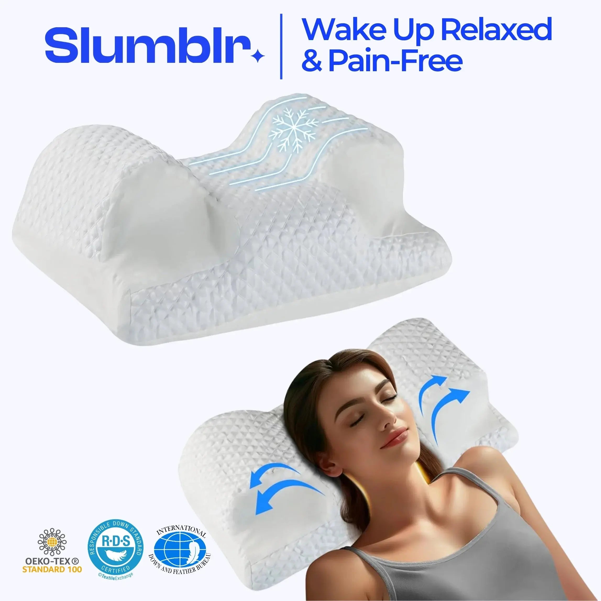Slumblr® Ergonomic Memory Foam Pillow Contour Cooling Slumblr