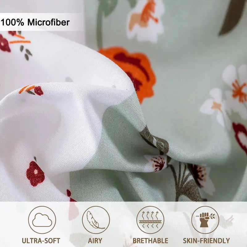 3pcs/set Splice Floral Pattern Duvet Cover Set(1 Duvet Cover & 2 Pillowcase)Soft And Skin-Friendly Duvet Cover Bedding Set For