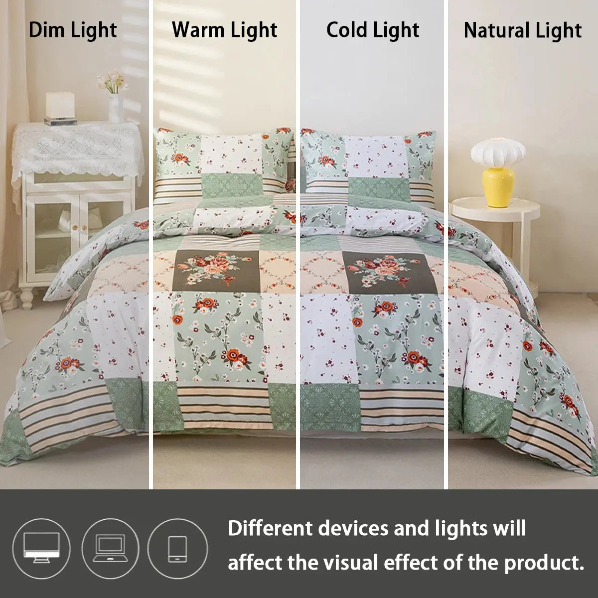 3pcs/set Splice Floral Pattern Duvet Cover Set(1 Duvet Cover & 2 Pillowcase)Soft And Skin-Friendly Duvet Cover Bedding Set For
