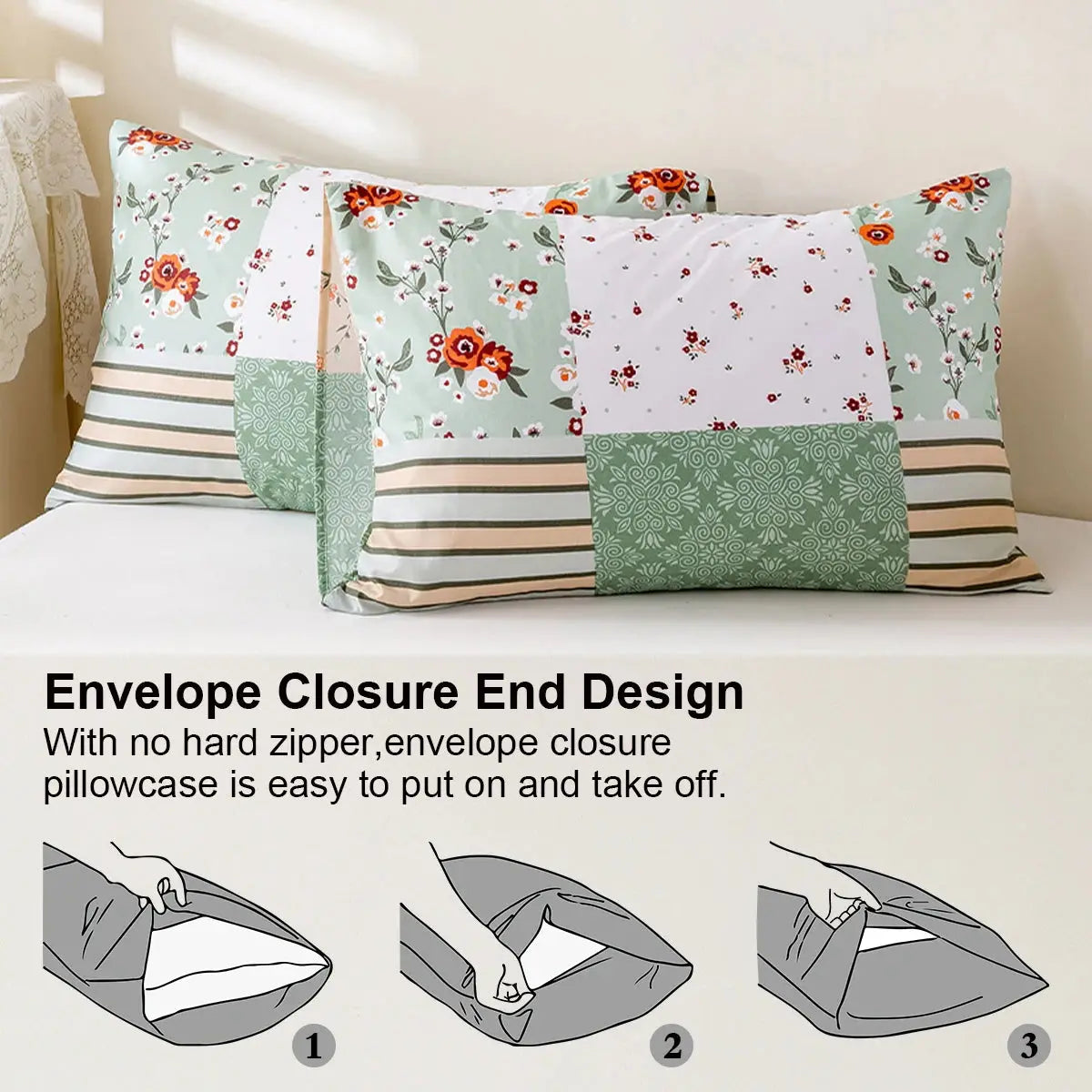 3pcs/set Splice Floral Pattern Duvet Cover Set(1 Duvet Cover & 2 Pillowcase)Soft And Skin-Friendly Duvet Cover Bedding Set For