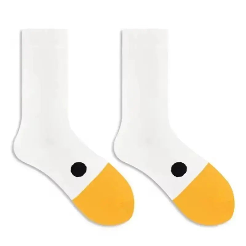 1/6 Pairs Cartoon Women Socks Fashionable and Versatile Cute Design Funny Goose Breathable Soft Comfortable Women Casual Socks
