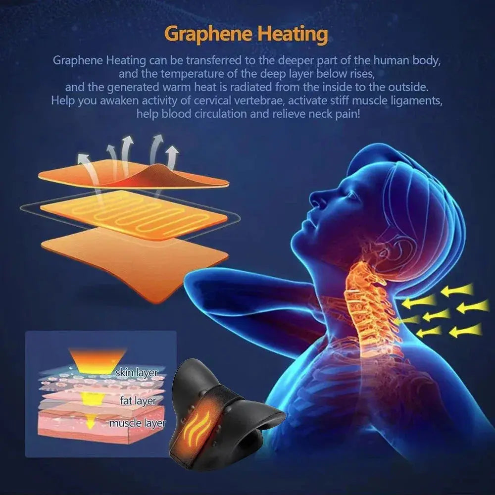 Cervical Massager Heated Neck Stretcher Pain Relief Cervical Traction Device Heating Shoulder Relaxer Acupoint Massage Pillow