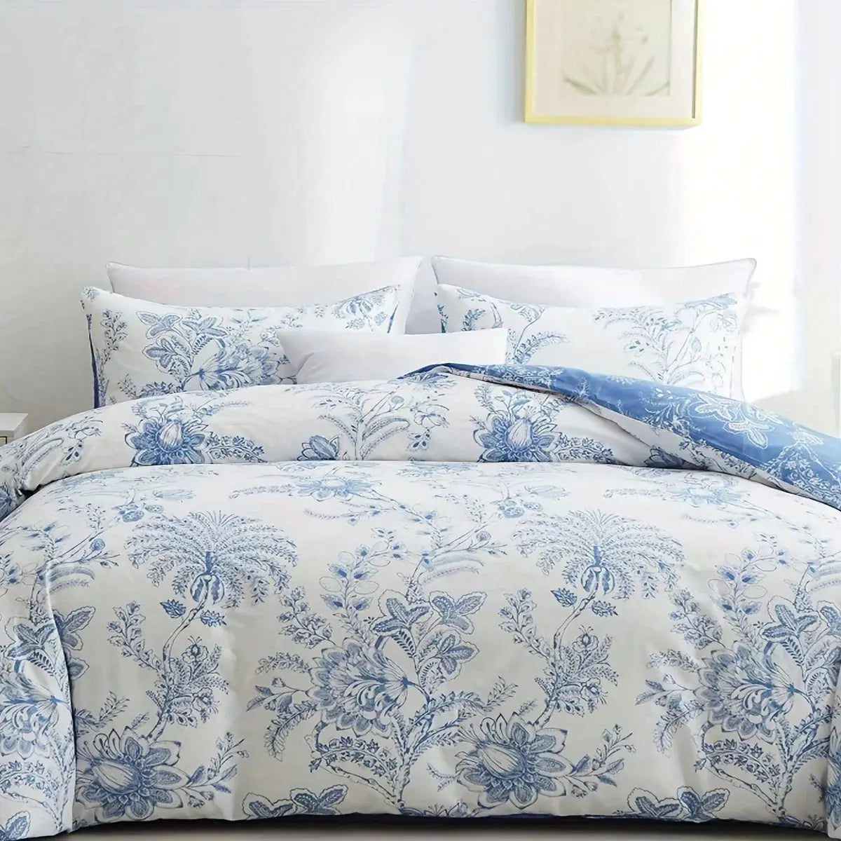 3pcs Deere's Song Blue Quilt Cover Set Three-piece set, soft and comfortable, bedding,100% polyester fiber material