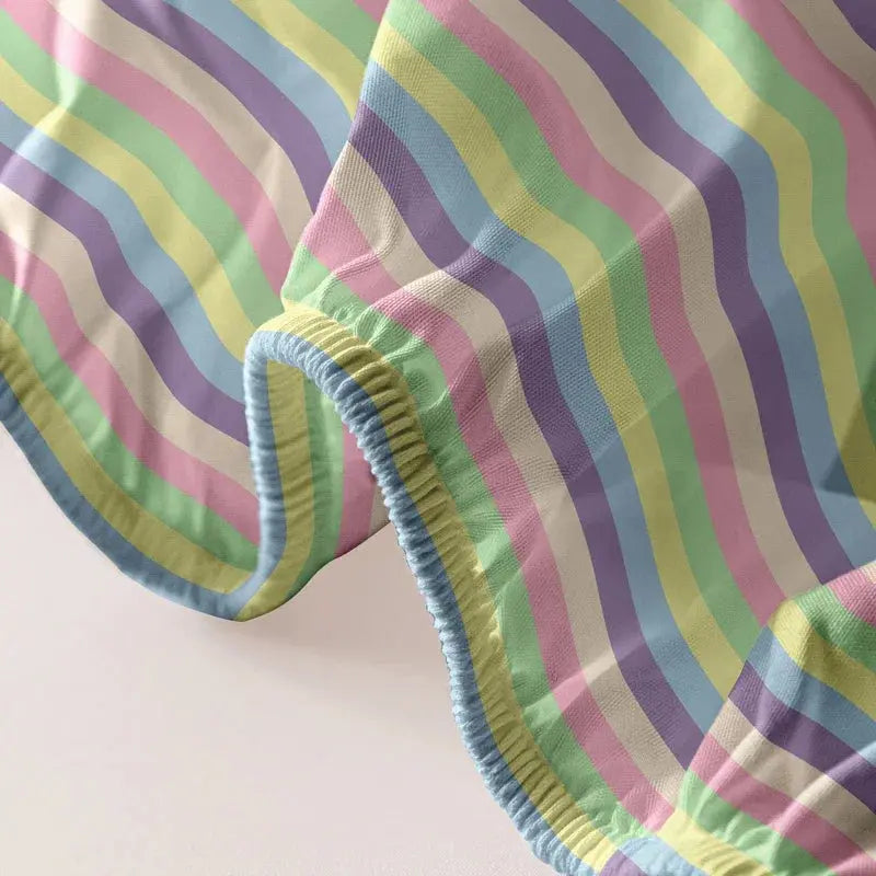 1 Rainbow Bridge Pattern Matte Fitted Sheet, Bedroom Printed Bedcover, Bedding Supplies (excluding pillowcases)