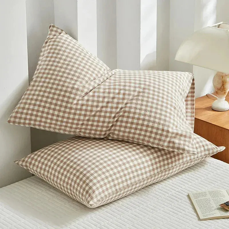 Pillowcase Envelope Style Plaid Couples Plain Ins 48x74cm 100% Pure Cotton Home Textile Household Bedroom Throw Pillow Case