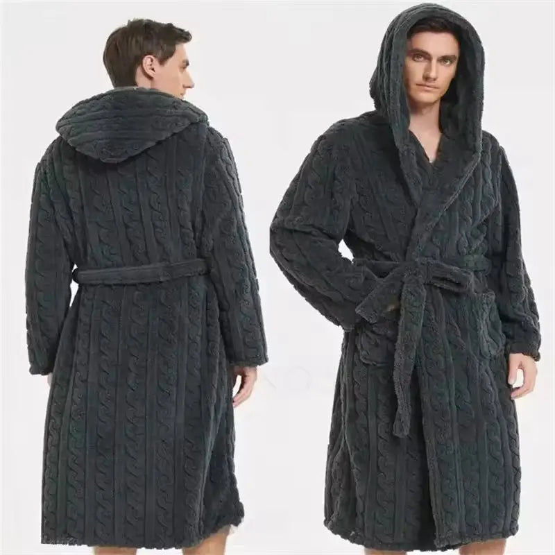 Slumblr® Men’s Hooded Jacquard Flannel Robe Slumblr