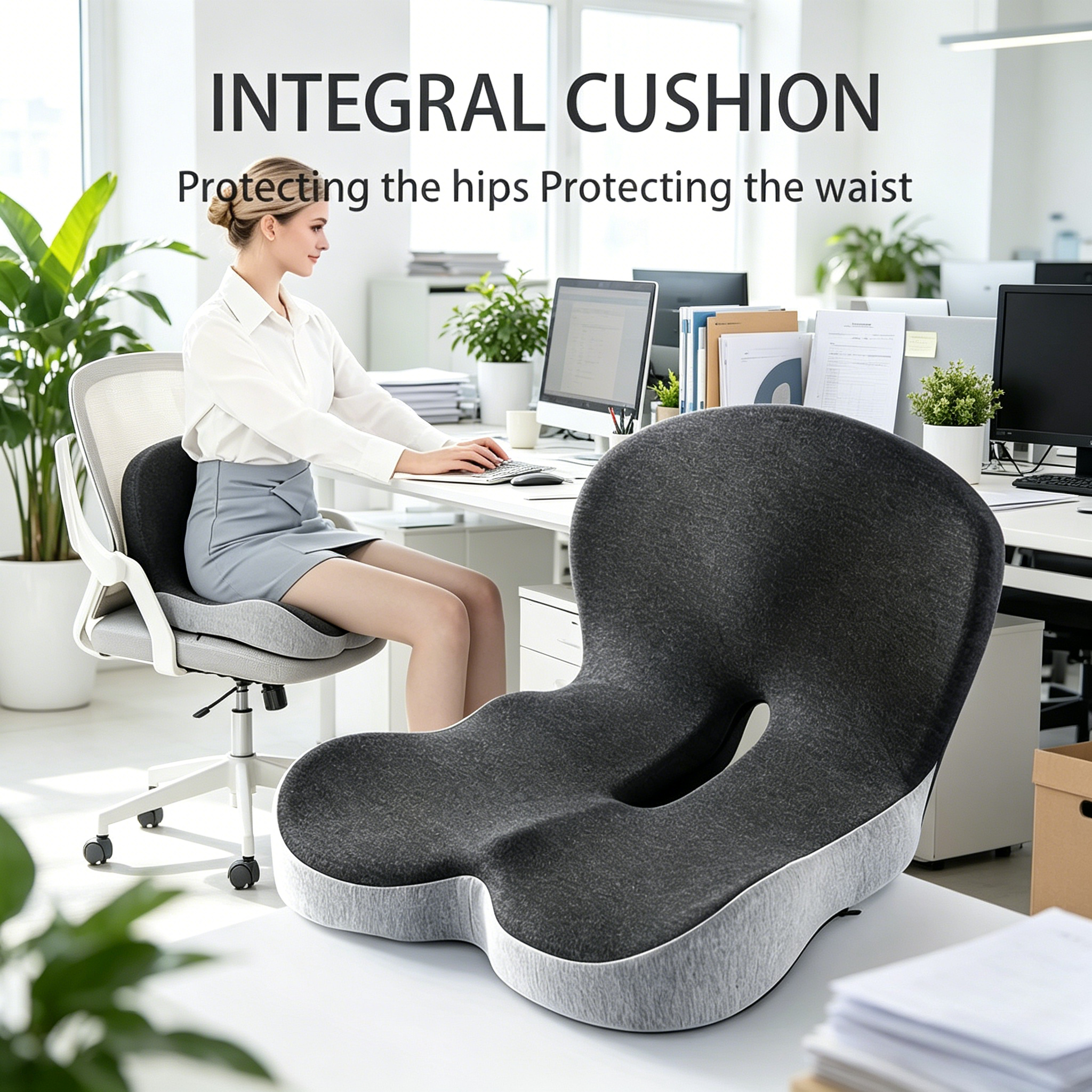 Ergonomic Seat Cushion with Hand Washable Cover Waist & Hip Support Comfort Orthopedic Cushion for Office Car Home