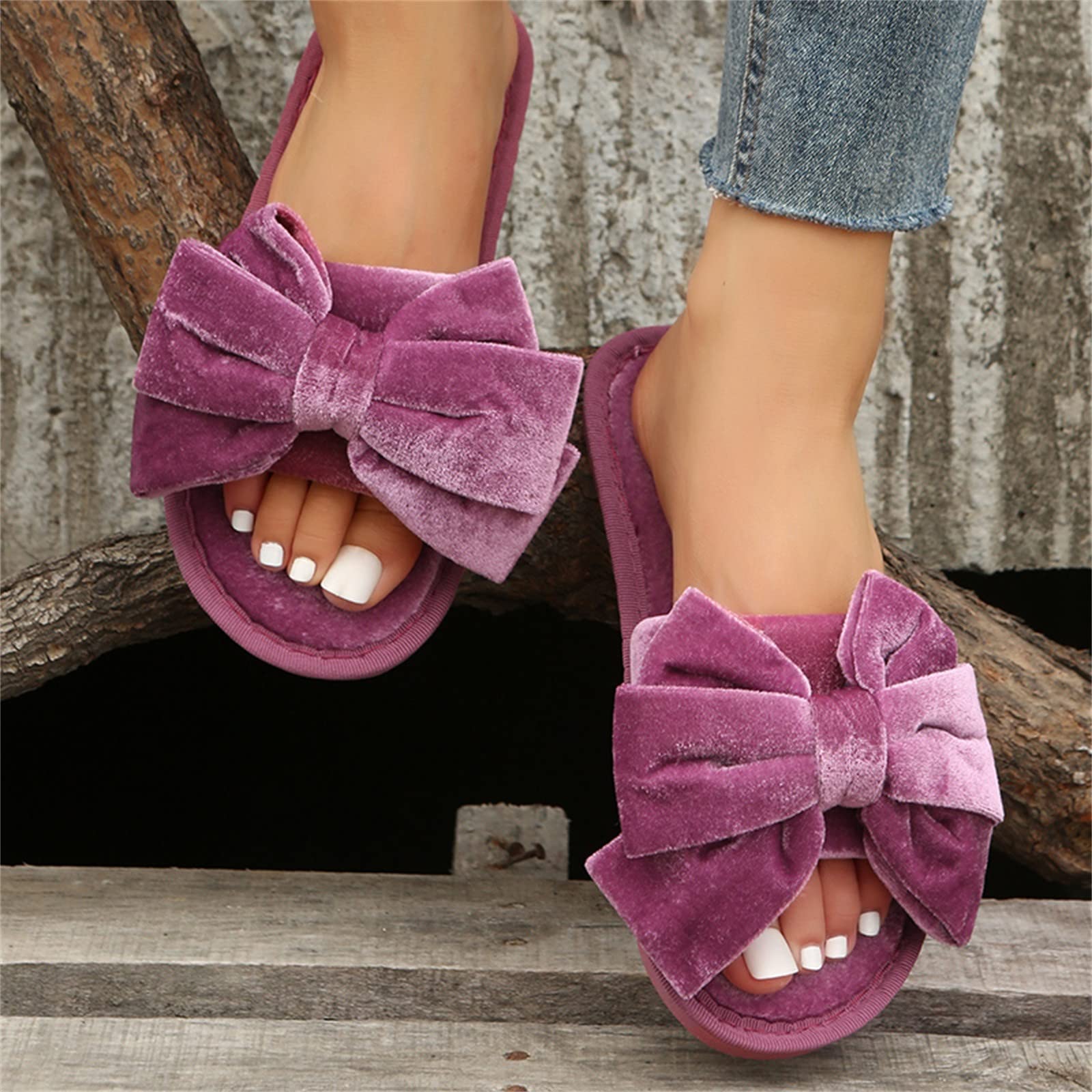 Slumblr® Velvet Bow Slippers