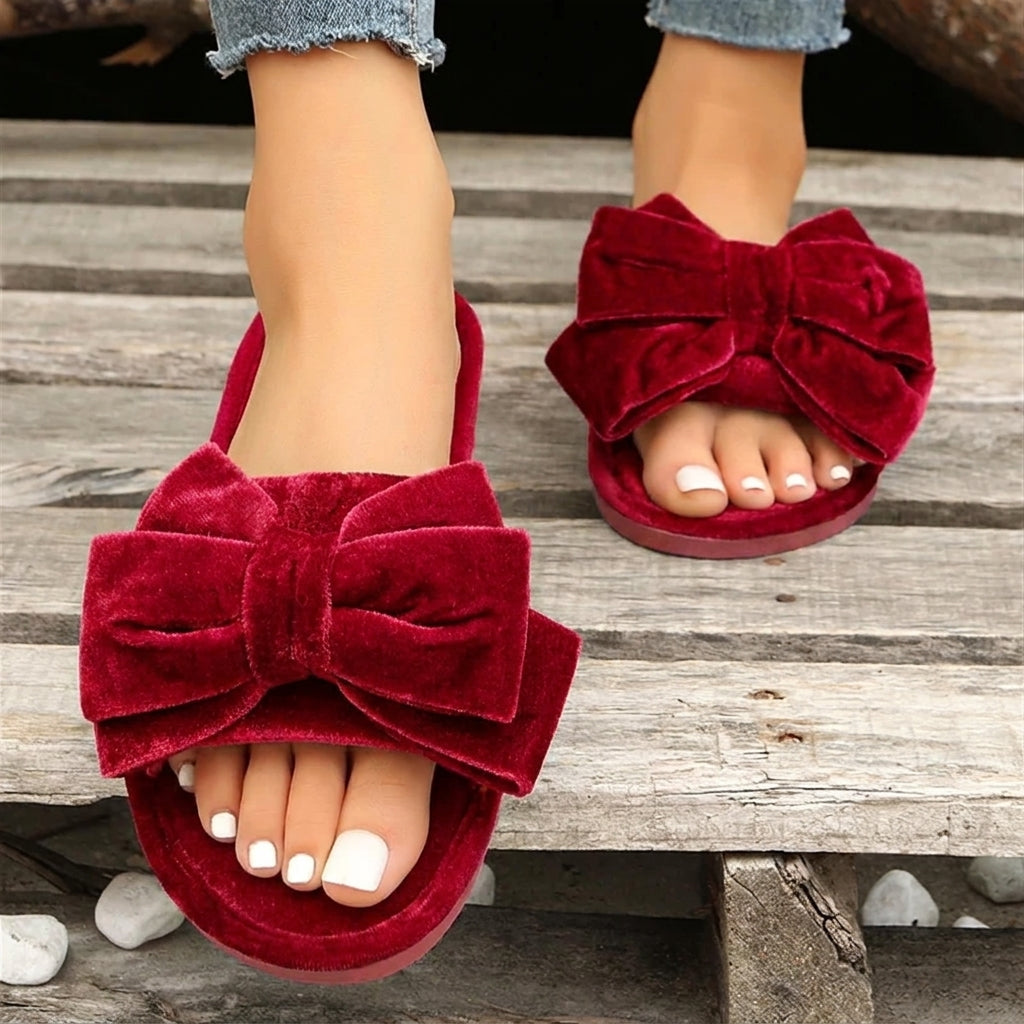 Slumblr® Velvet Bow Slippers