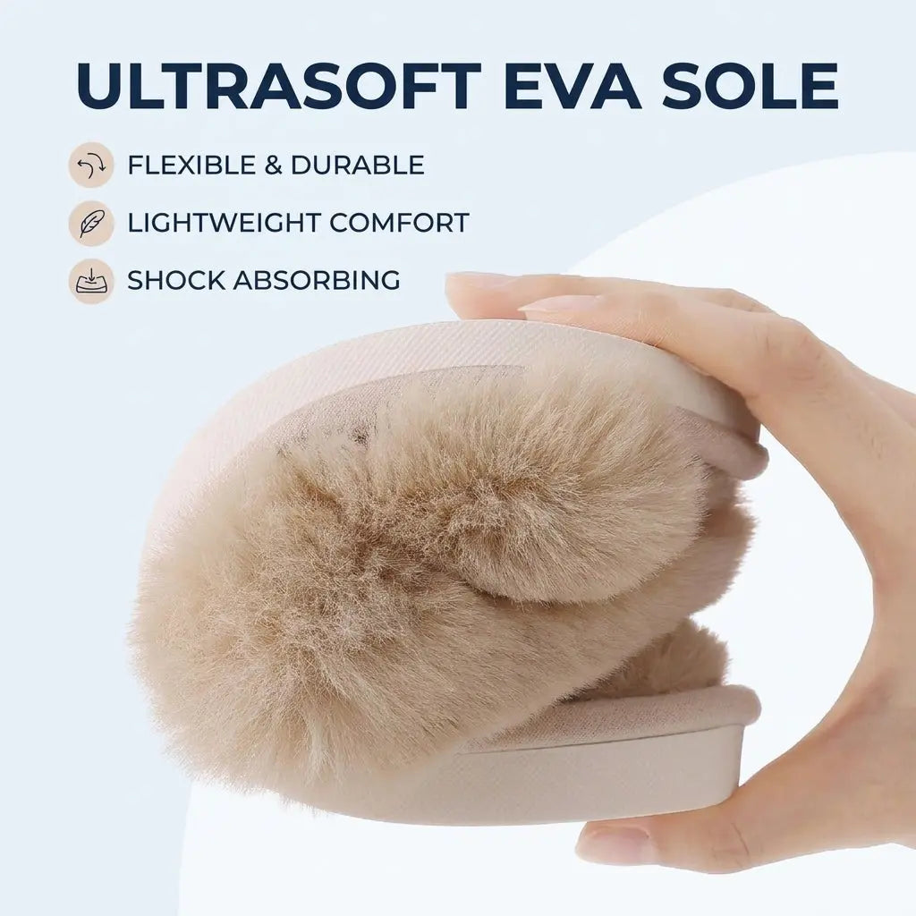 Slumblr® Cross-Band Fluffy Plush Slippers