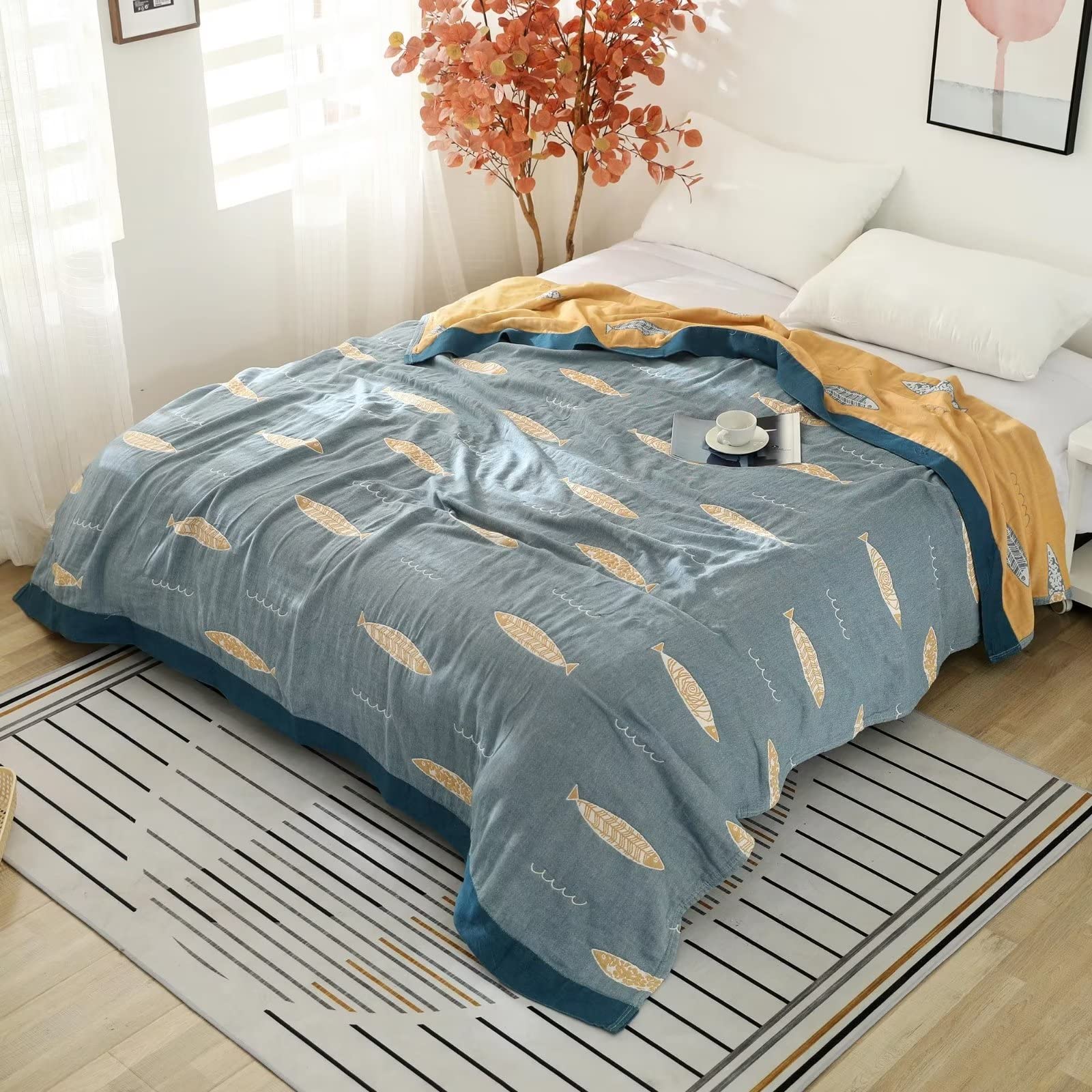 Slumblr® Fish Muslin Throw Blanket
