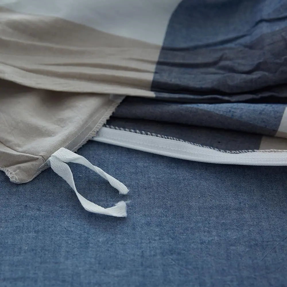 Slumblr® White Grid Washed Cotton Duvet Cover Set Slumblr