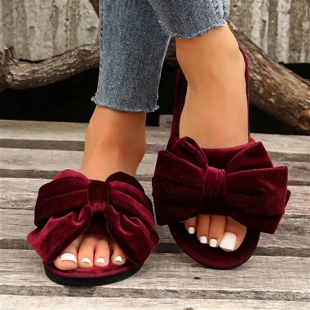Slumblr® Velvet Bow Slippers Slumblr