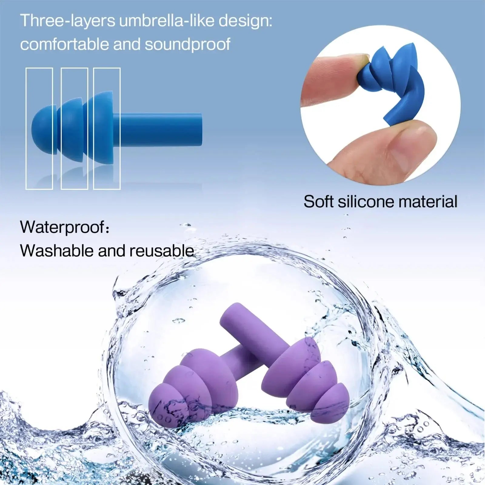 Slumblr® Silicone Earplugs Waterproof with Rope Set Slumblr