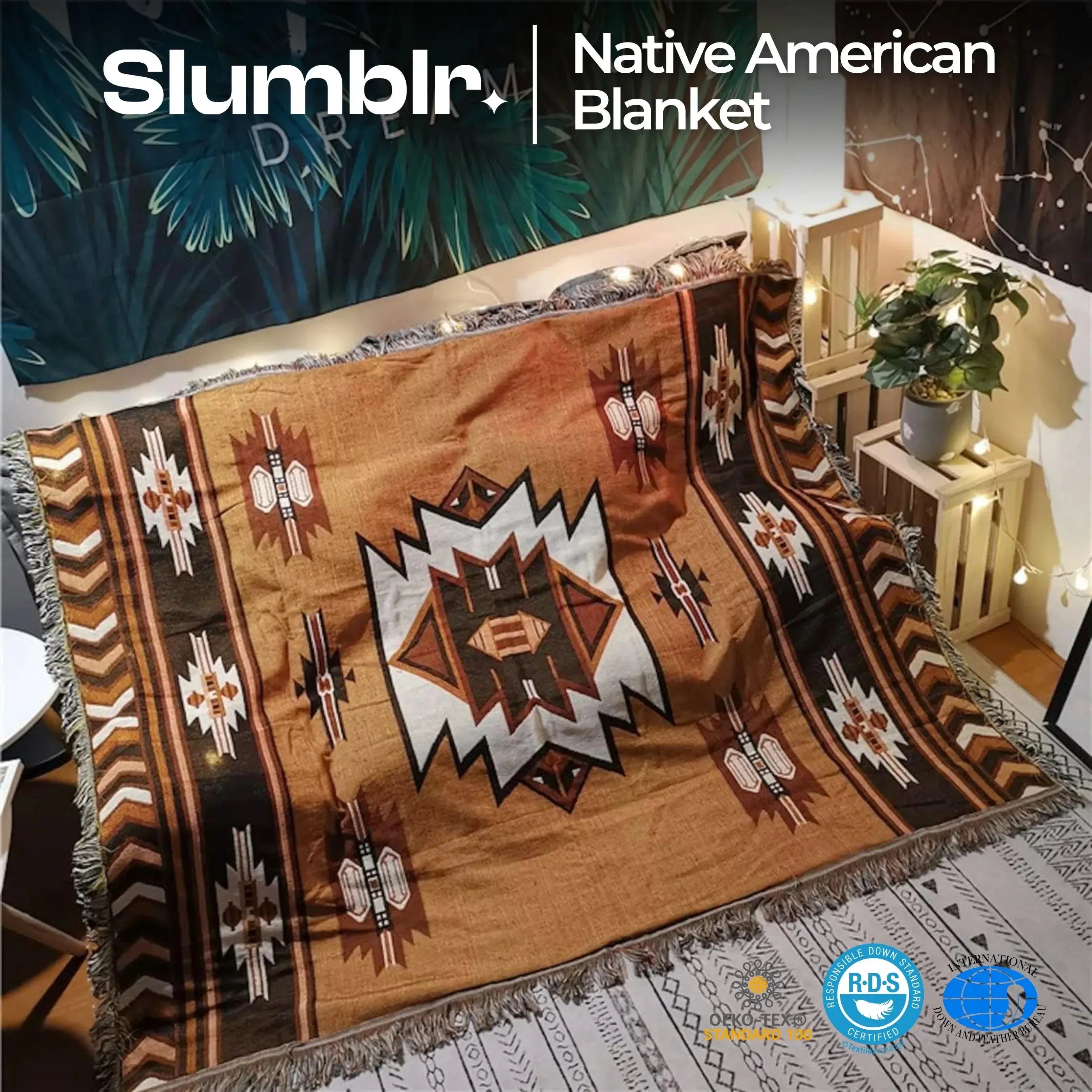 Slumblr® Brown Reversible Woven Throw Blanket with Tassels Slumblr