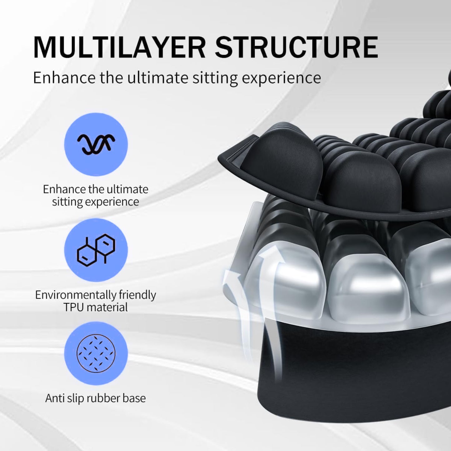 Slumblr® Air Bag Ergonomic Pressure-Relief Chair Pad for Office, Car & Long Sitting