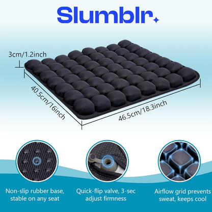 Slumblr® Air Bag Ergonomic Pressure-Relief Chair Pad for Office, Car & Long Sitting