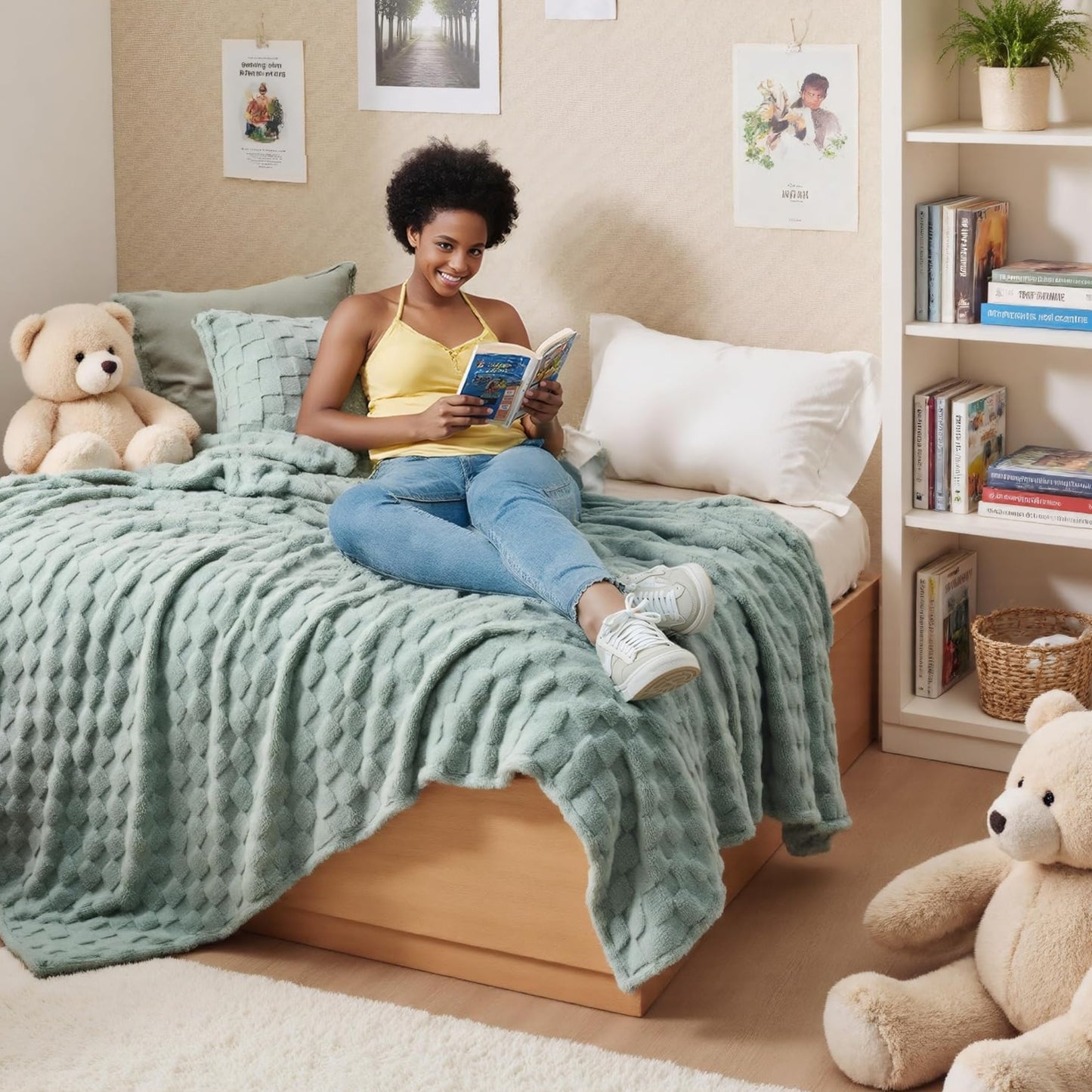 Slumblr® Cozy Checkered Fleece Throw Blanket