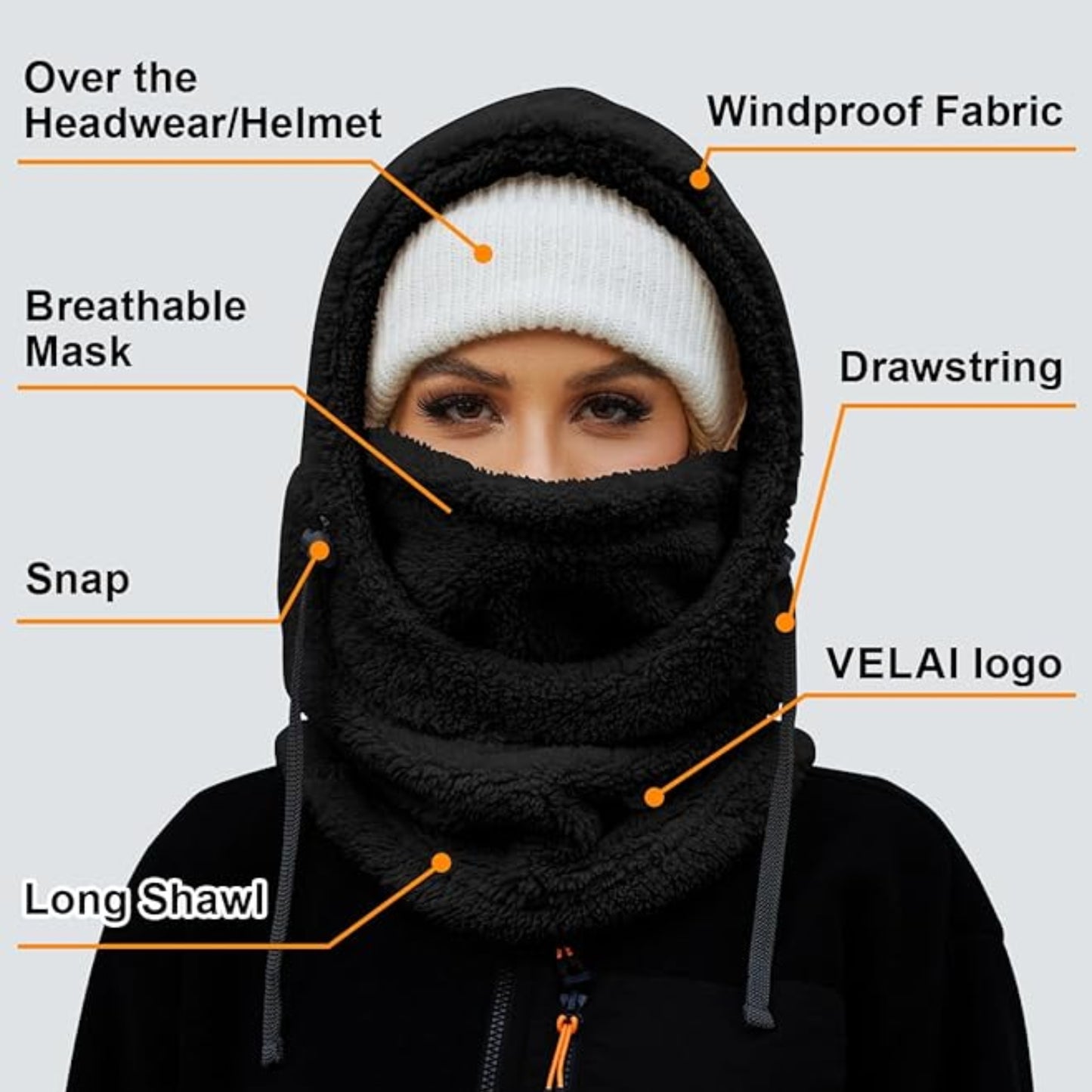 Slumblr® Winter Fleece-lined Hooded Beanie Scarf Travel