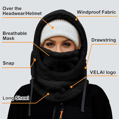 Slumblr® Winter Fleece-lined Hooded Beanie Scarf Travel