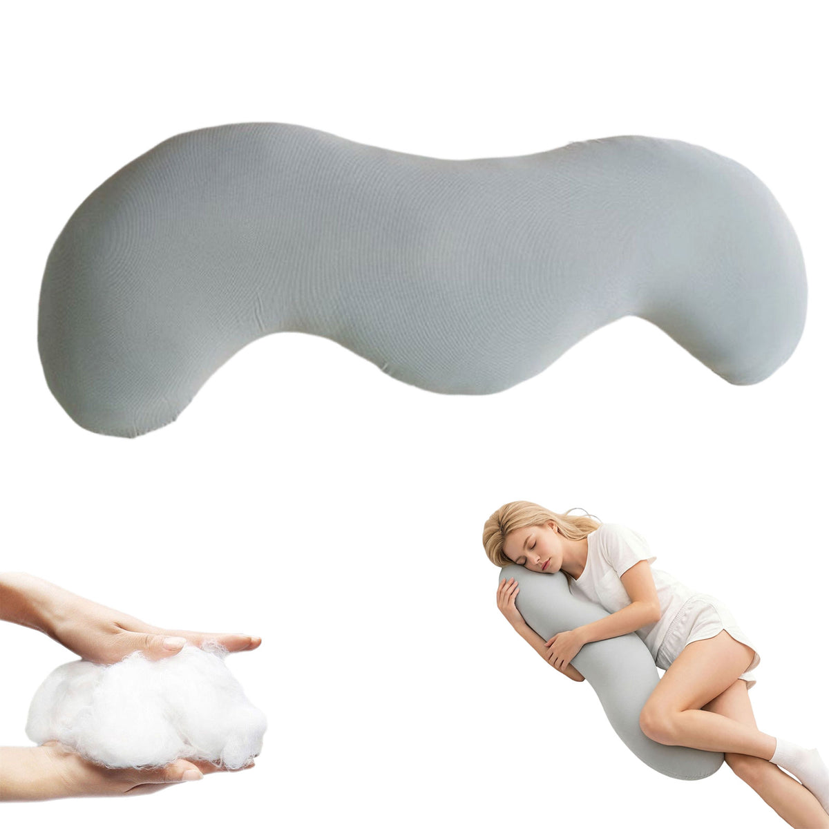 Body Pillow Double Pillow Ergonomic Body Pillow Full Body Support Pillow For Arms Hips & Knees Soft Pillowcase 12x18