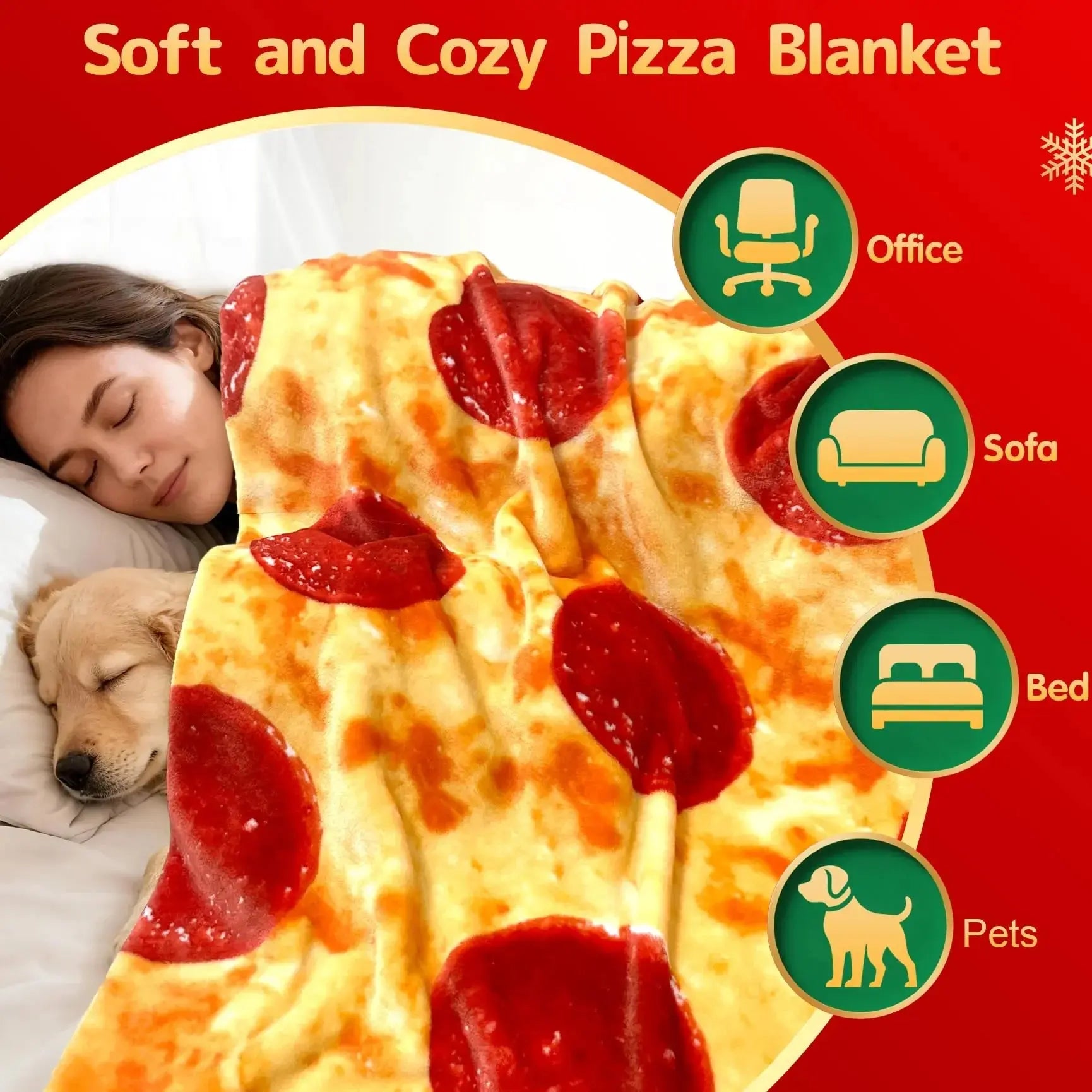Slumblr® Giant Pizza Fleece Blanket Flannel Slumblr
