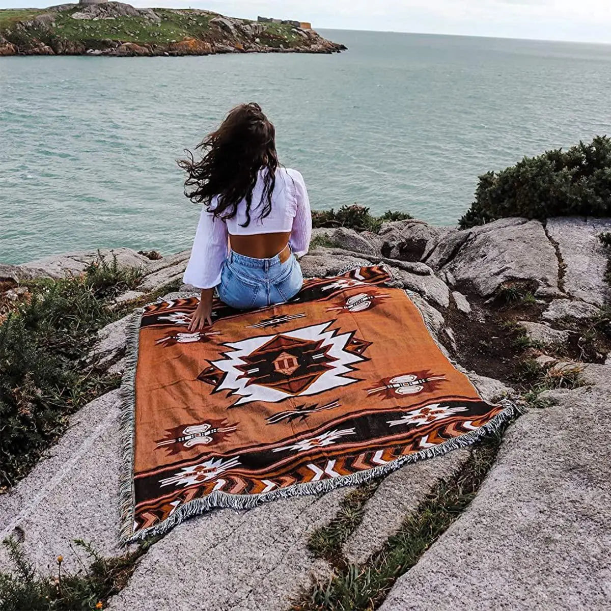 Slumblr® Brown Reversible Woven Throw Blanket with Tassels Slumblr