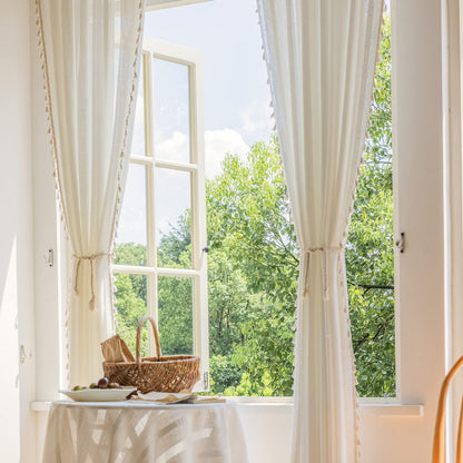 Slumblr® Jacquard Hollow White Tulle Curtains