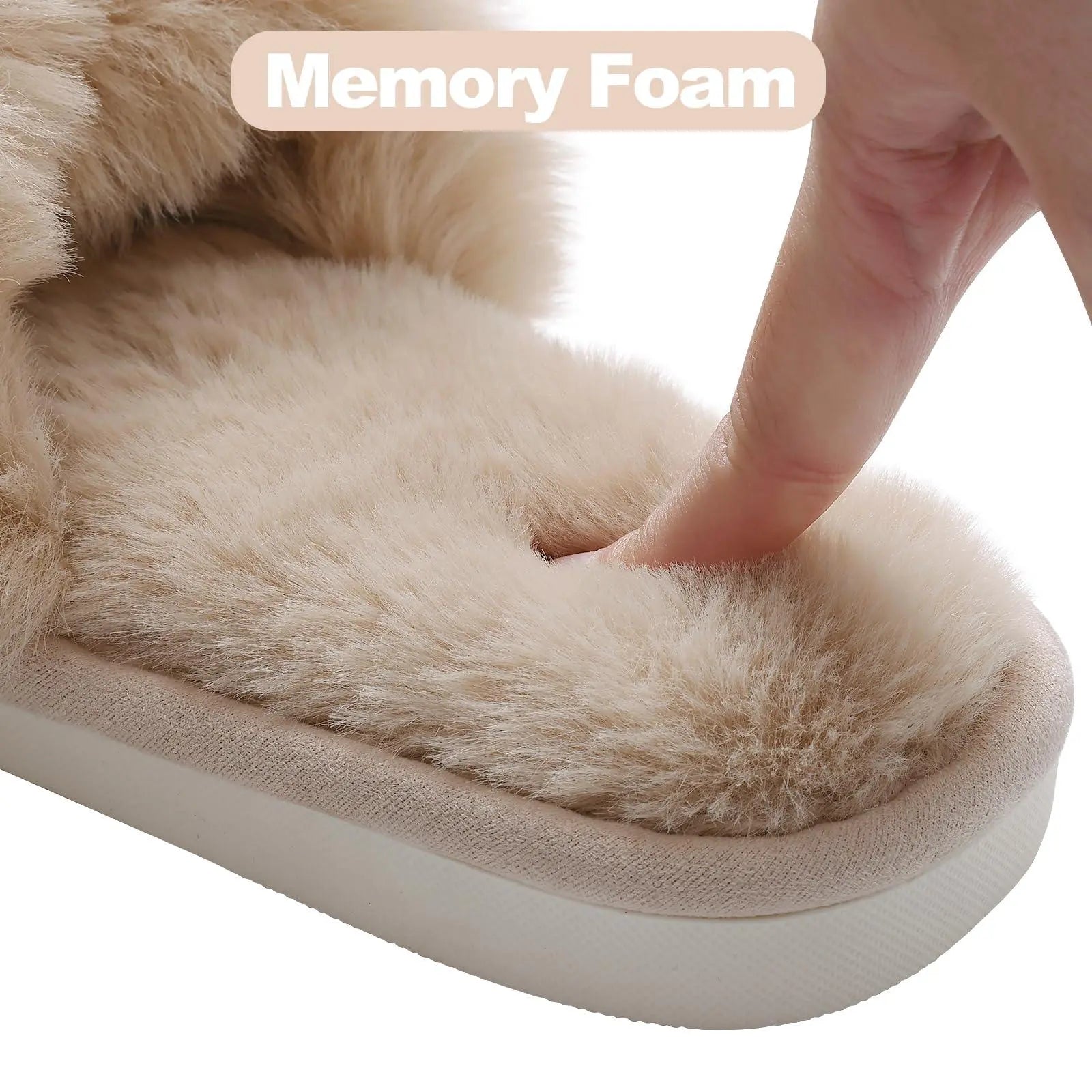Slumblr® Cross-Band Fluffy Plush Slippers Slumblr