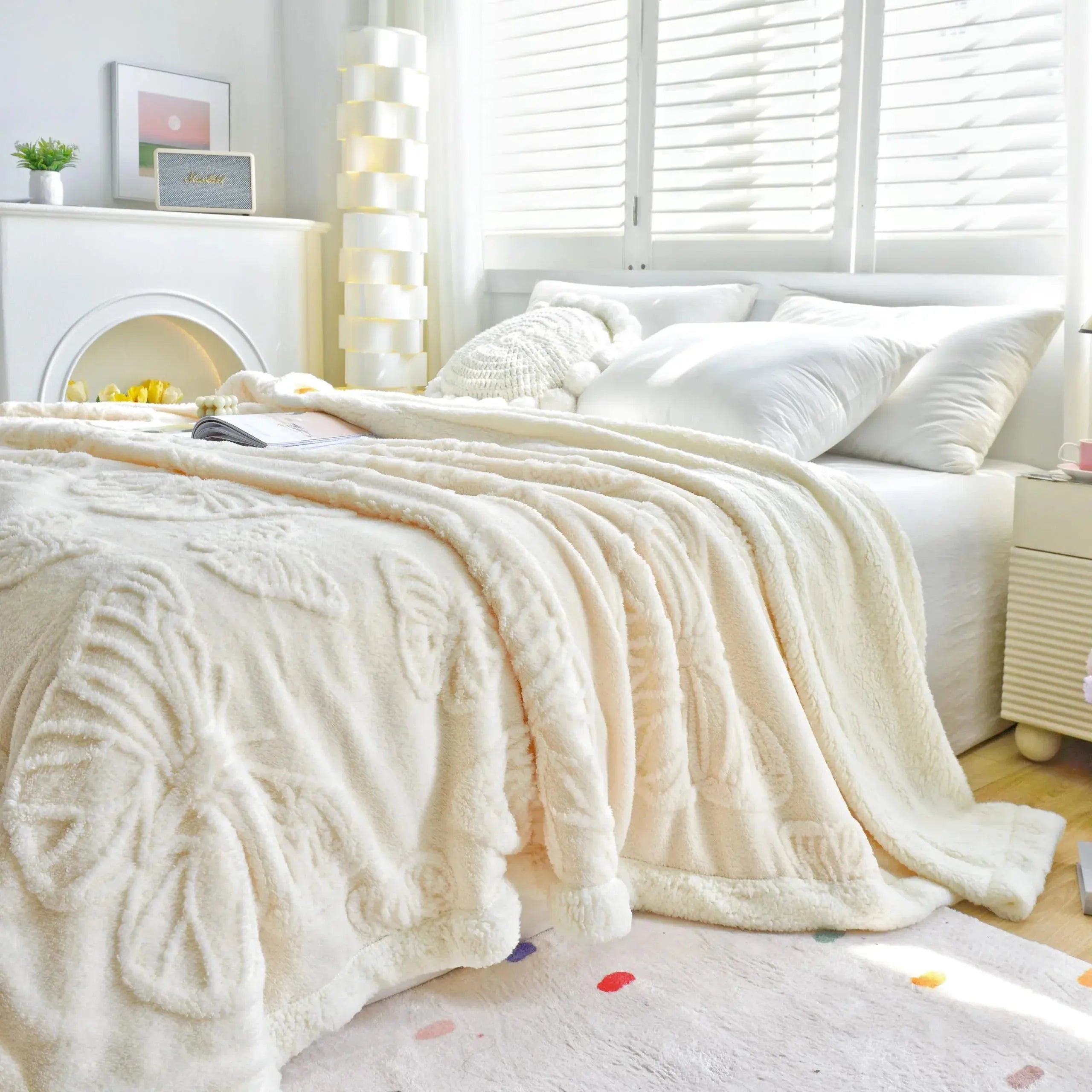 Slumblr® Coral Butterfly Charm Fleece Flannel Blanket Slumblr
