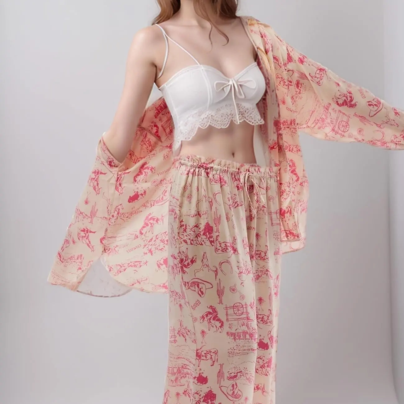 Slumblr® Satin Floral Western Pajama Set Slumblr