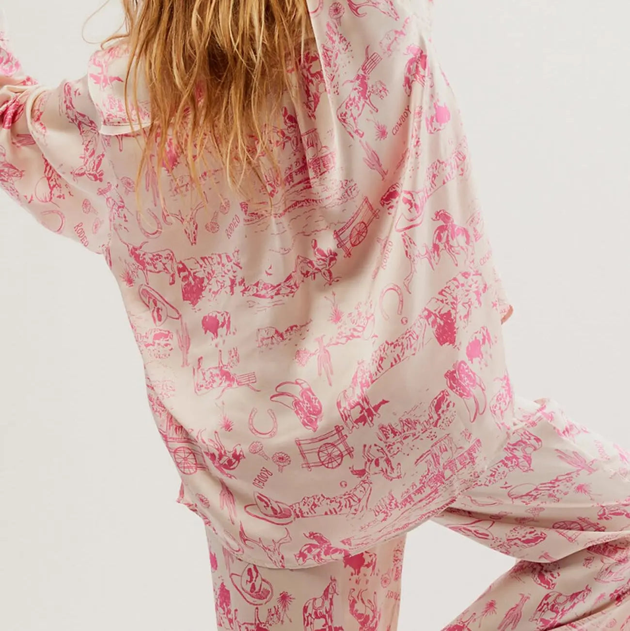 Slumblr® Satin Floral Western Pajama Set Slumblr