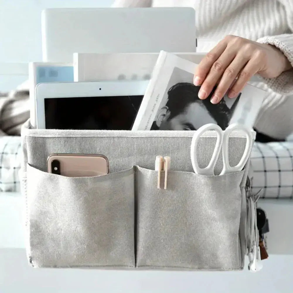 Slumblr® Hanging Cotton Linen Bedside Storage Bag Slumblr