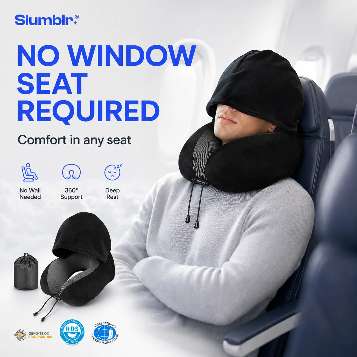 Slumblr® Hooded U-Shaped Travel Pillow