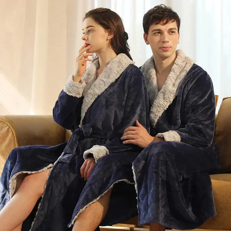 Slumblr® Plush Flannel Fleece Couple Bathrobes Slumblr
