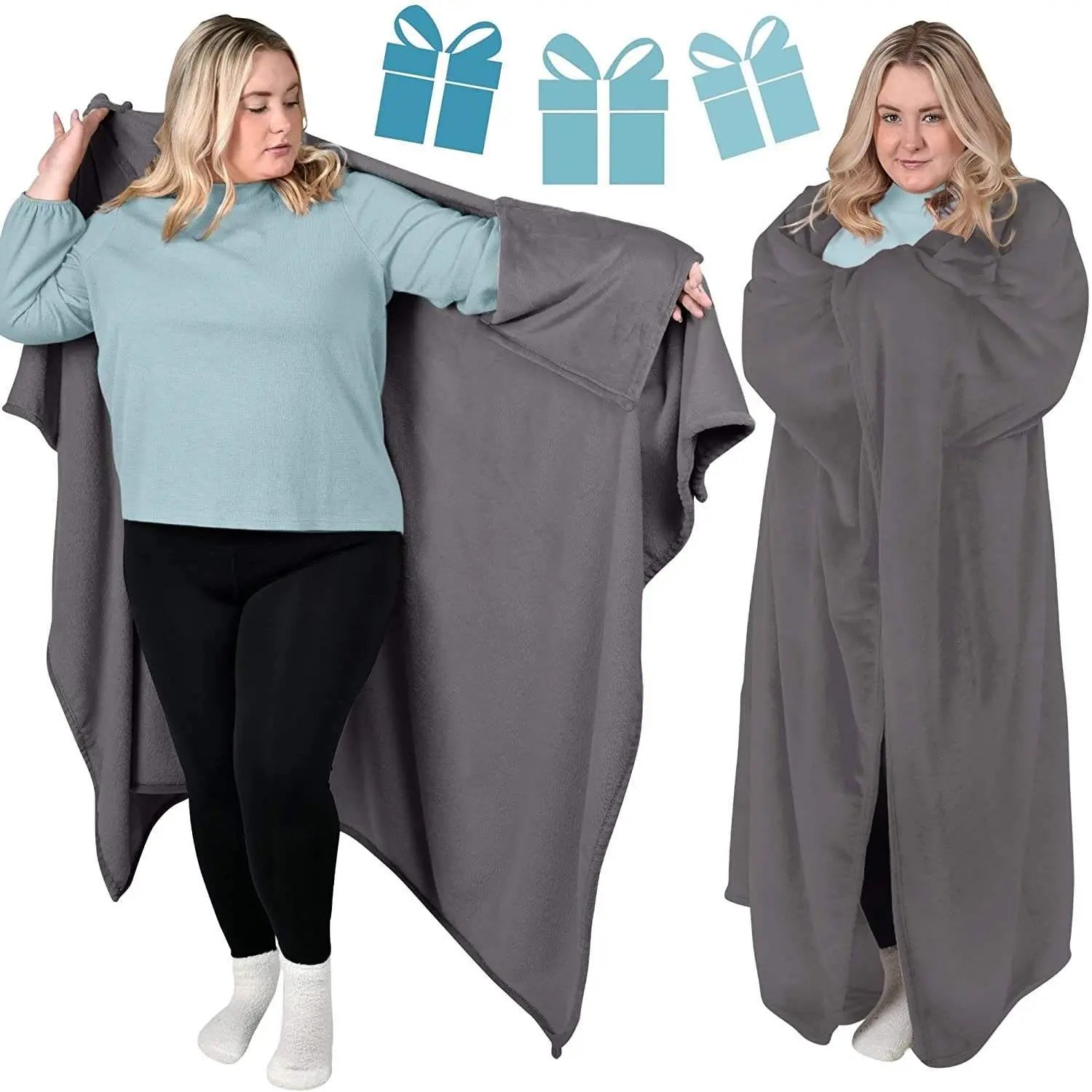 Slumblr® Cozy Flannel Wearable Blanket Throw Slumblr